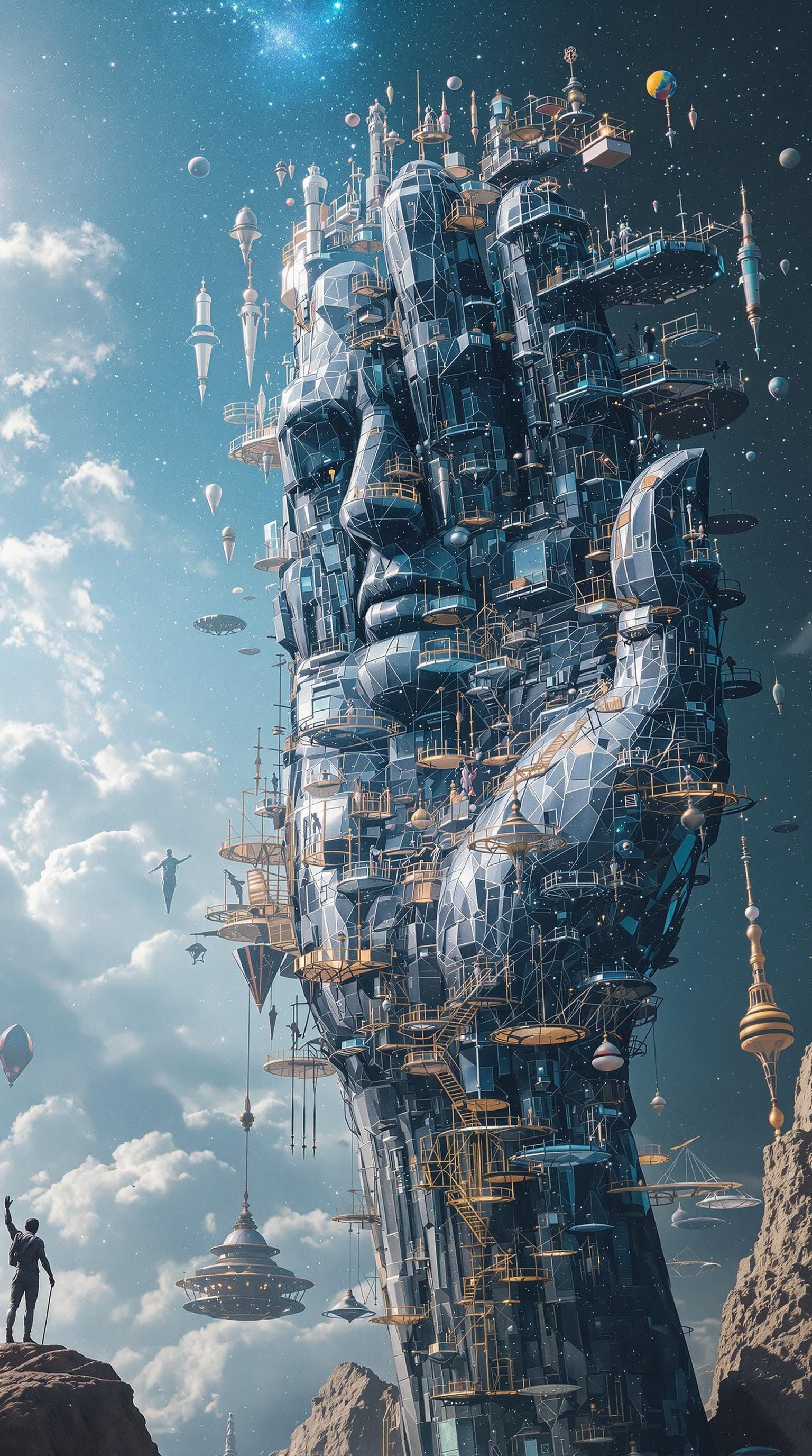 Techno-Mystic Monolith in Cosmic Irony