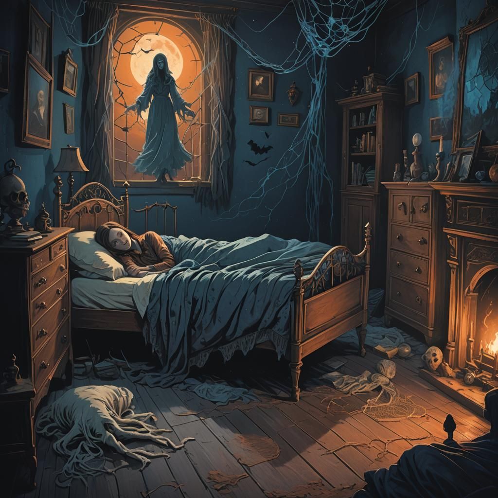 Dream Chased by Ghost in Dark Fantasy Art