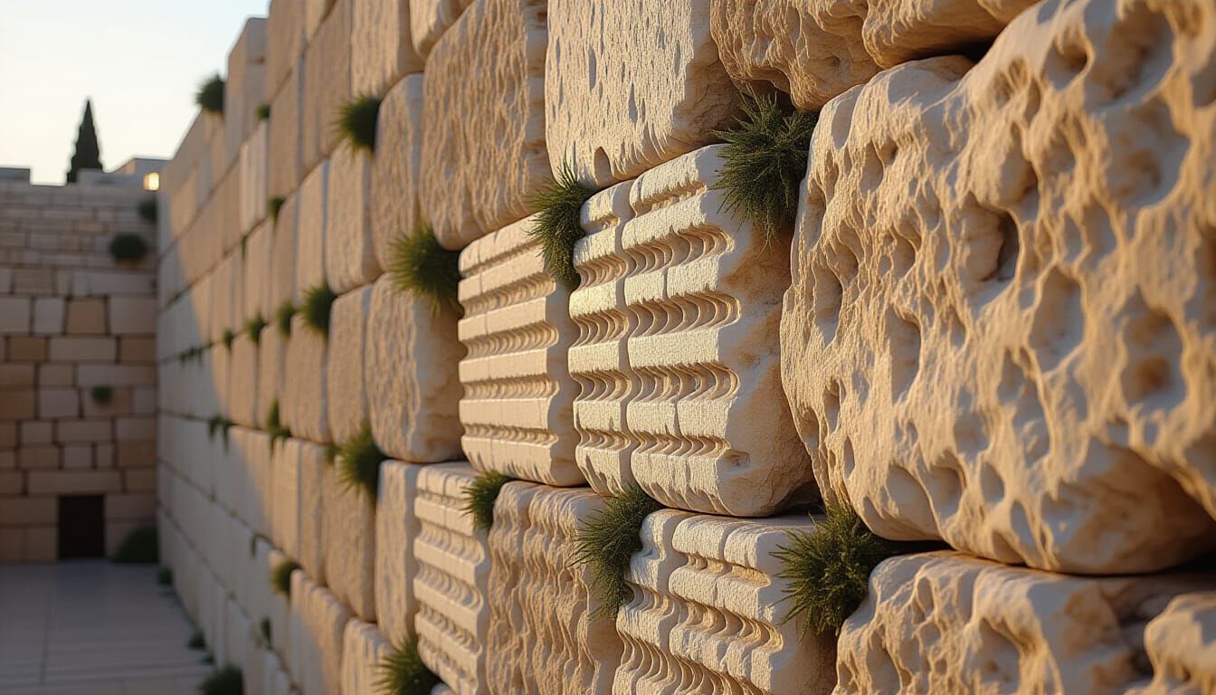 Western Wall Stones in Expressionist Impasto Style