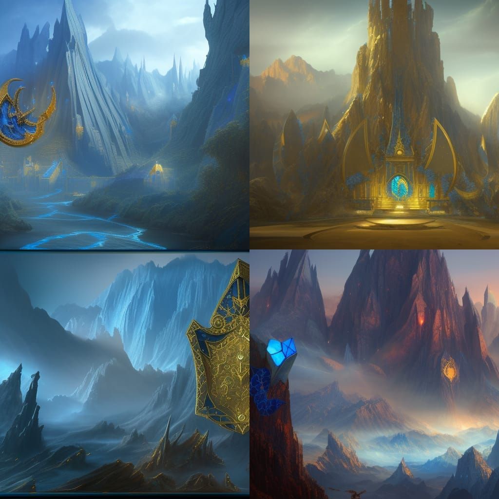 Blue Shield with Golden Triangle: Fantasy Concept Art