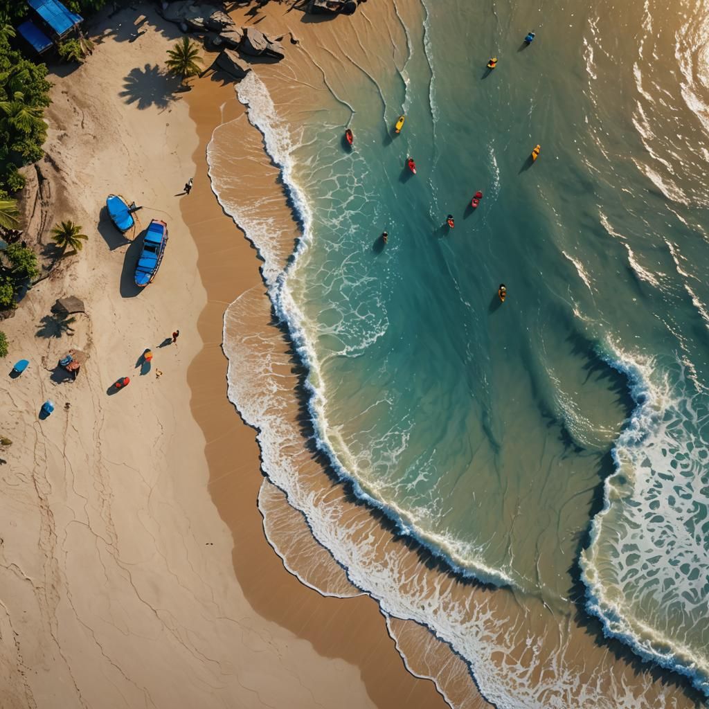 Thailand Island Beach in Hyperrealistic Splash Art