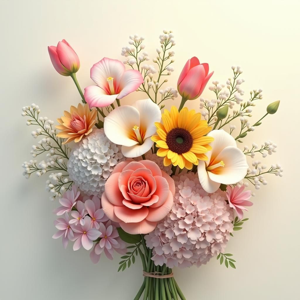 Exquisite Floral Bouquet in Hyper-Real Digital Art