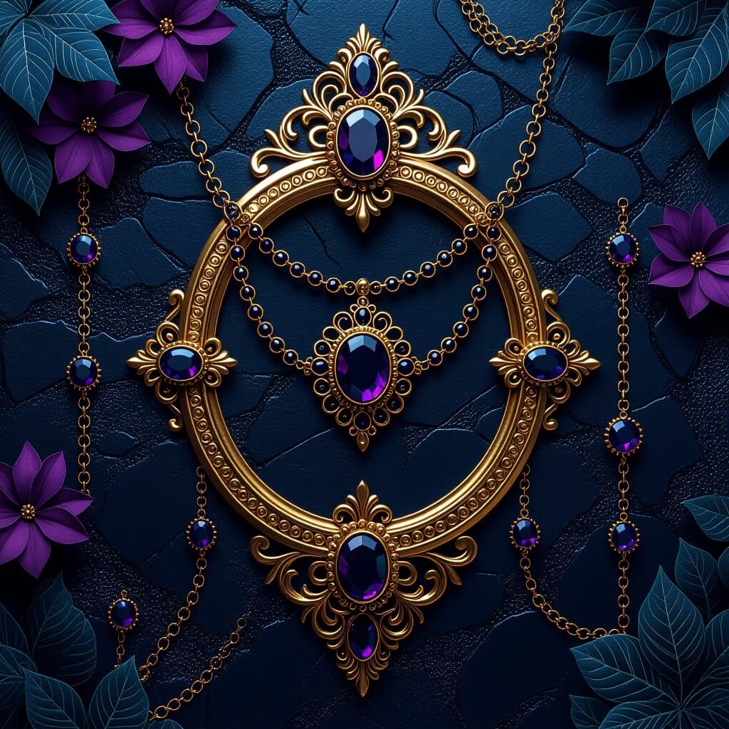 Mystical Dark Surface with Ornate Jewelry