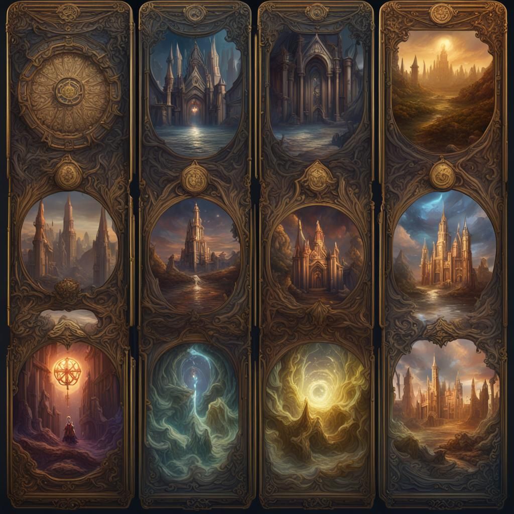 Detailed Tarot Card Matte Painting in Deep Color