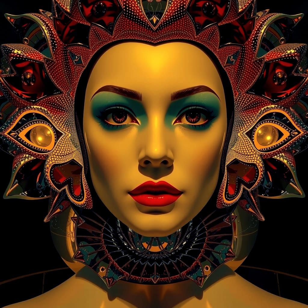 Chrome Lotus Sculpture with Hidden Optical Illusion