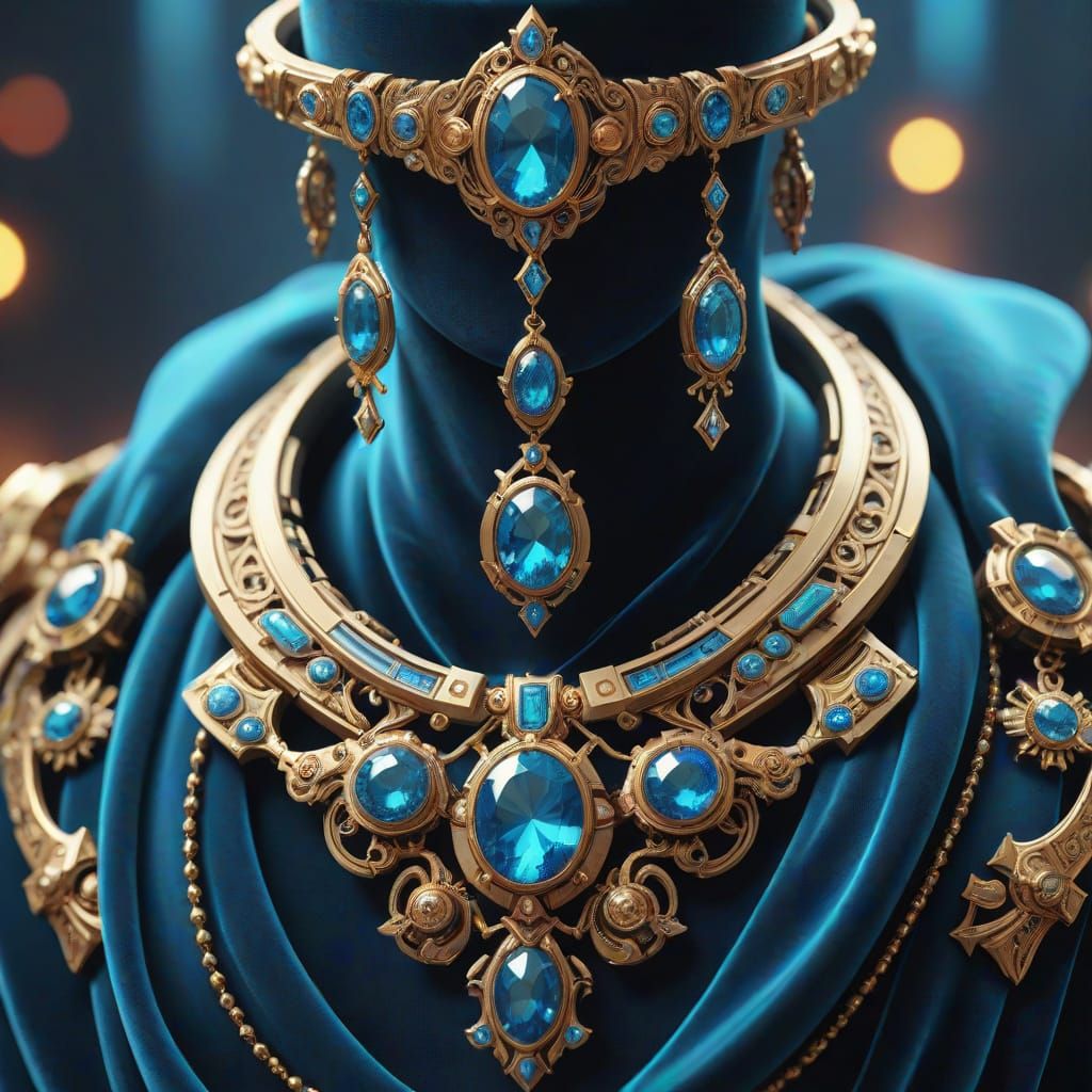 Luxurious Fantasy Jewelry Set in Digital Matte Painting Styl...