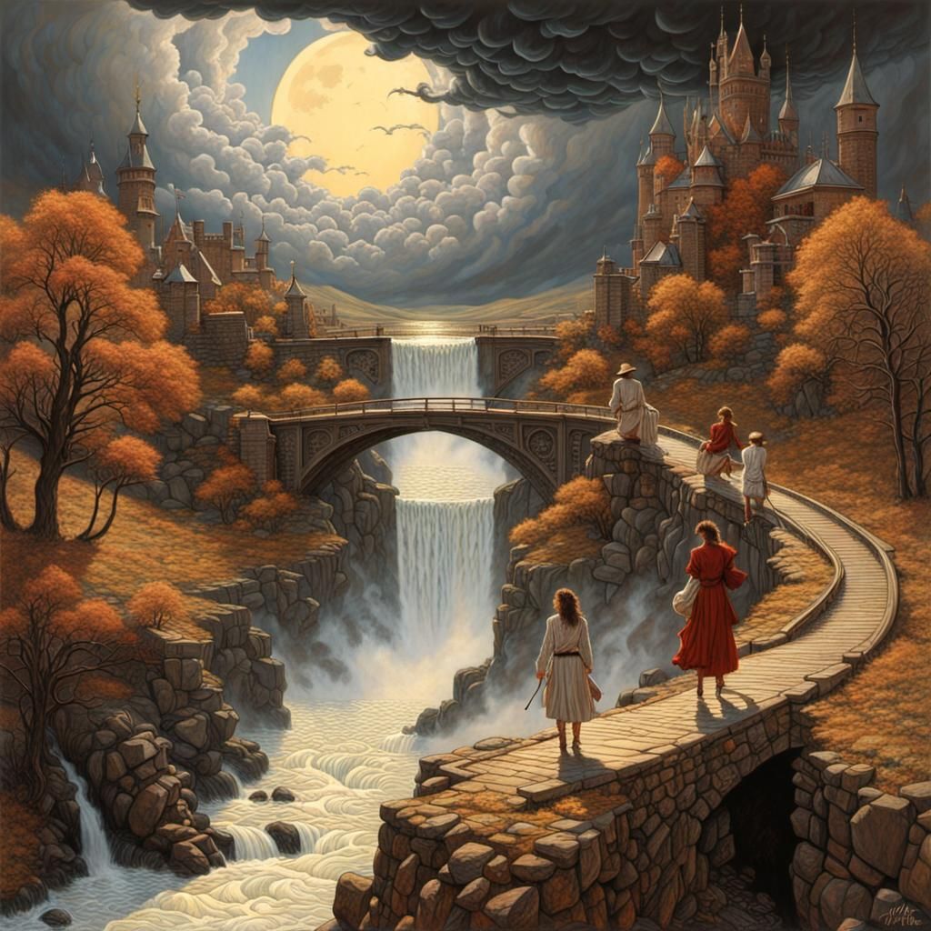 Epic Battle in Dystopian Fantasy Landscape