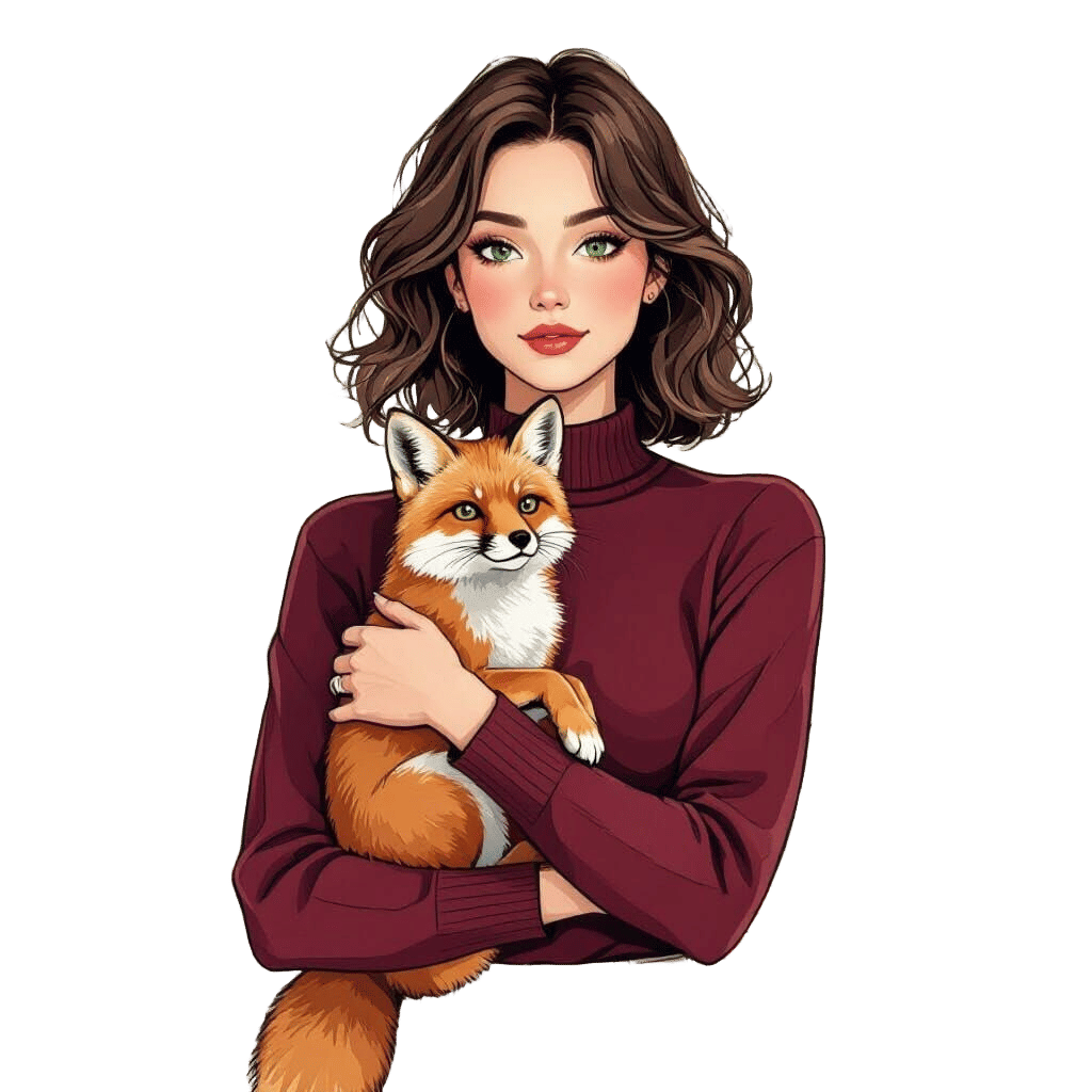 Watercolor Portrait of Woman with Fox