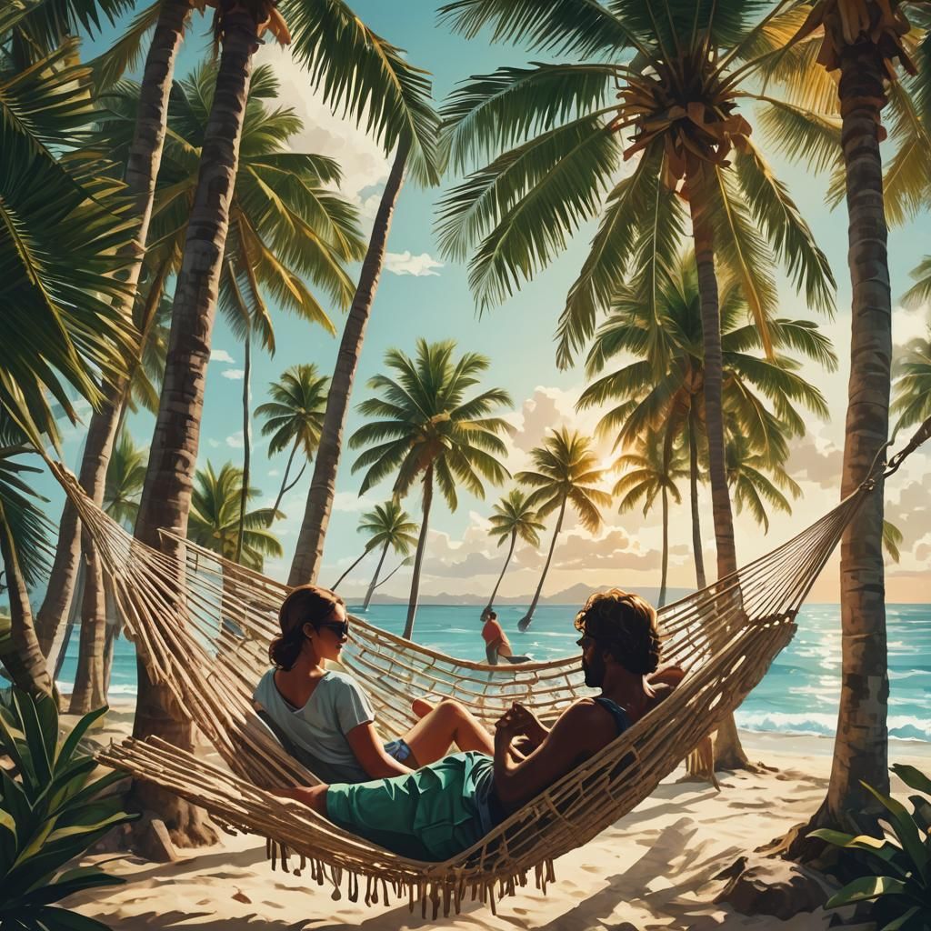 Dreamy Hammock Escape in Splash Art Style