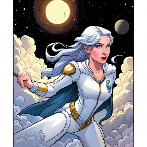 Colorful Galactic Adventure in Ink Line Art