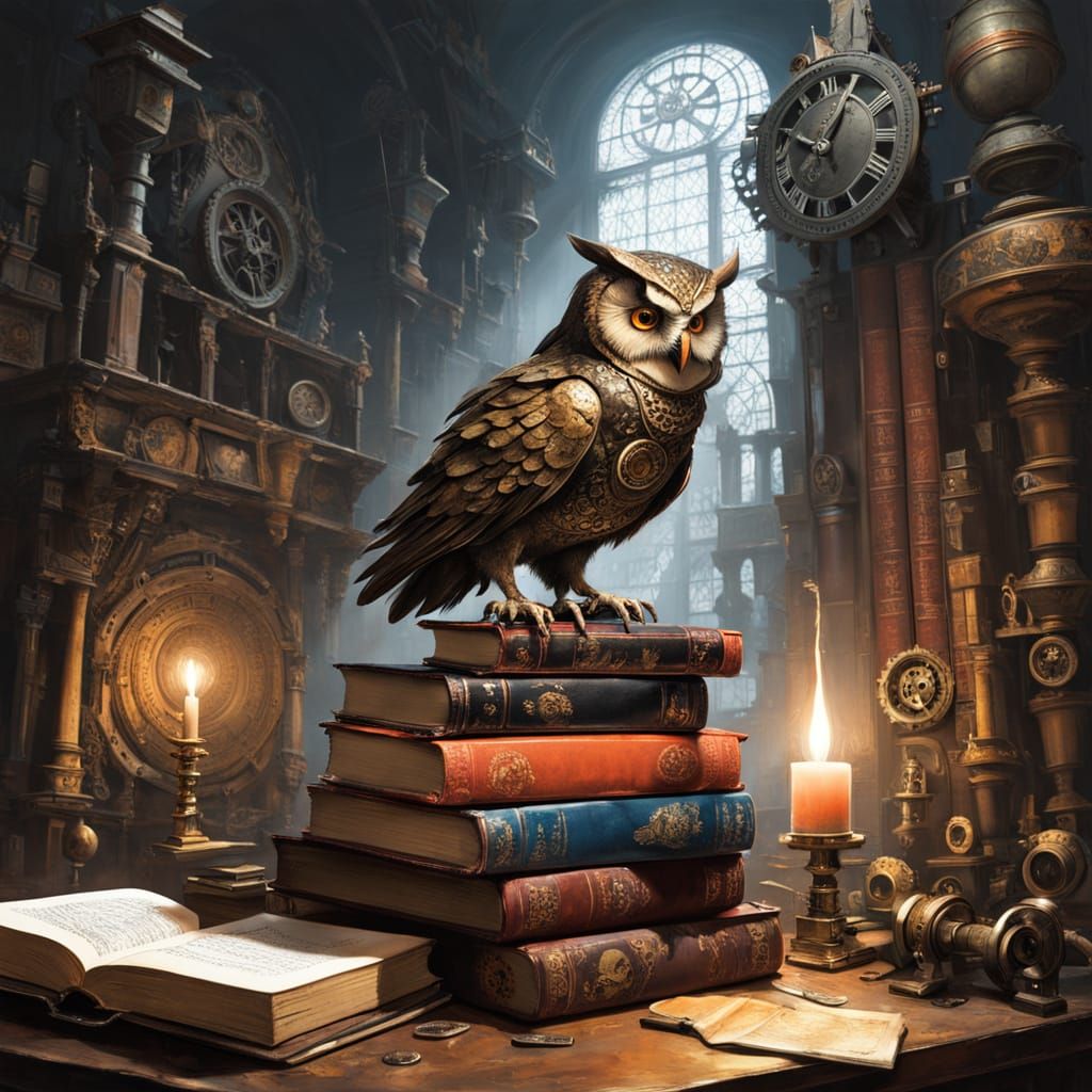 Clockwork Owl in Steampunk Style