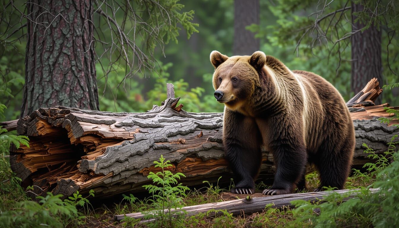 Brown Bear in Forest, Wildlife Photography Style