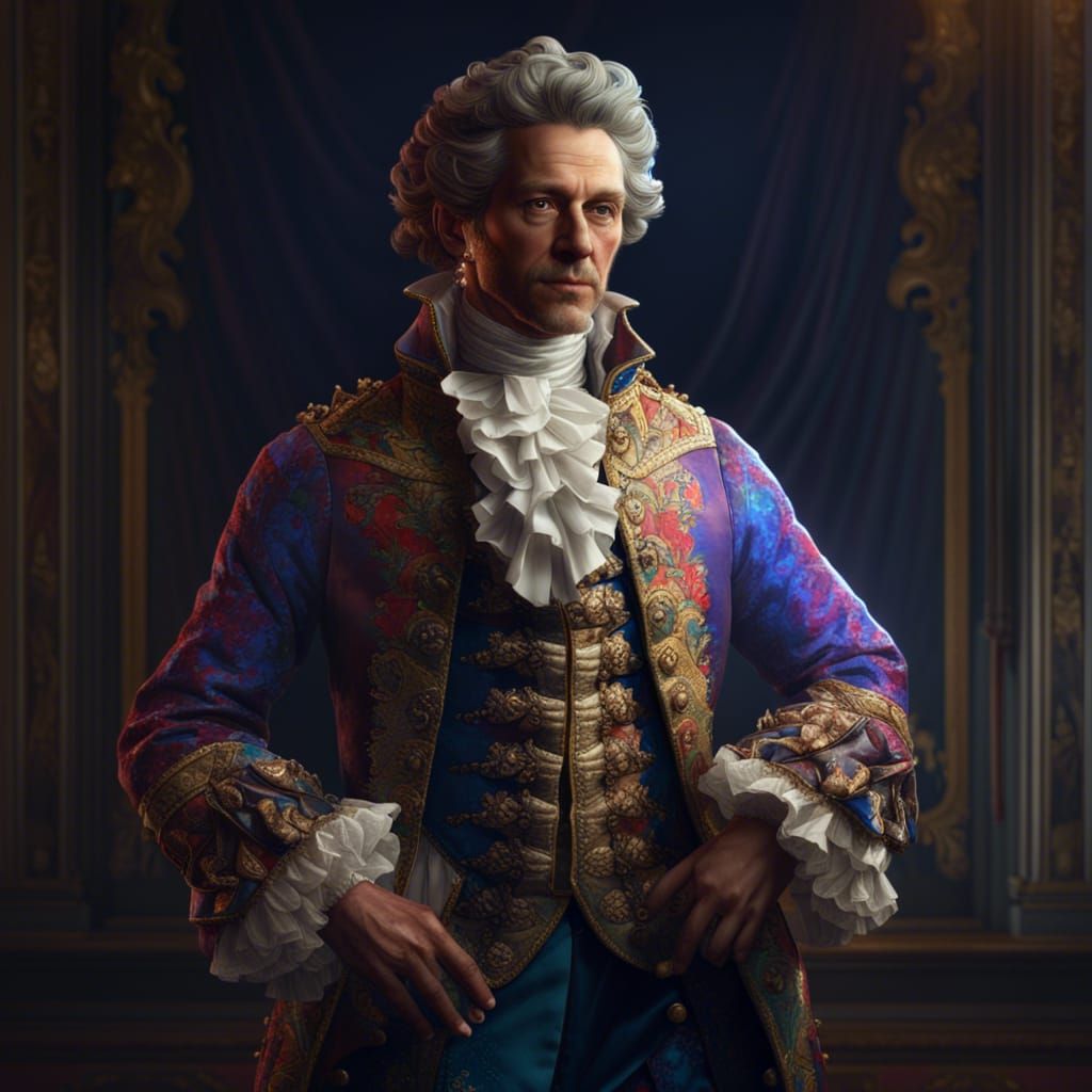Royal Portrait in Rococo Style, Hyperdetailed Lighting