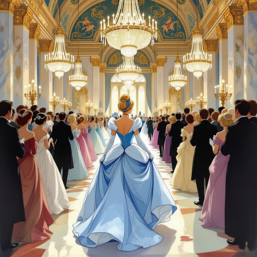 Cinderella's Grand Entrance in Art Nouveau Style