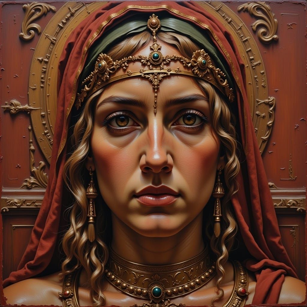 Melancholy Figure in Roman Oil Painting Style