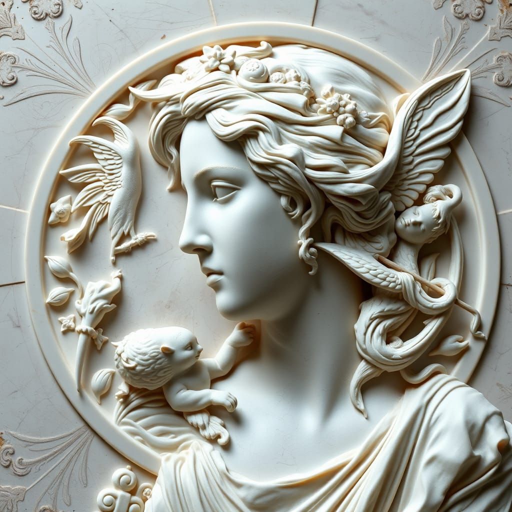 Diana the Huntress Bas-Relief Sculpture in Renaissance Style