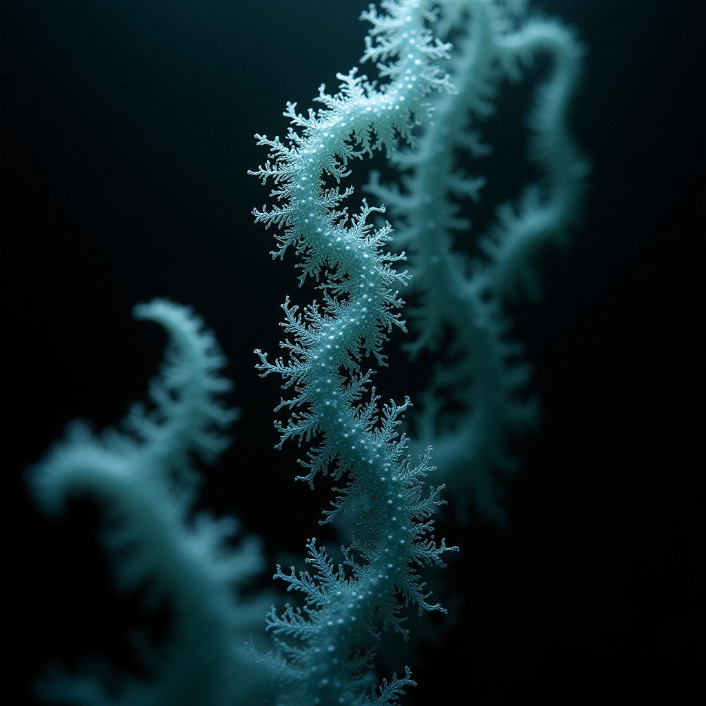 Fractal Algae Unfurls in Dark Waters, Surreal Abstract