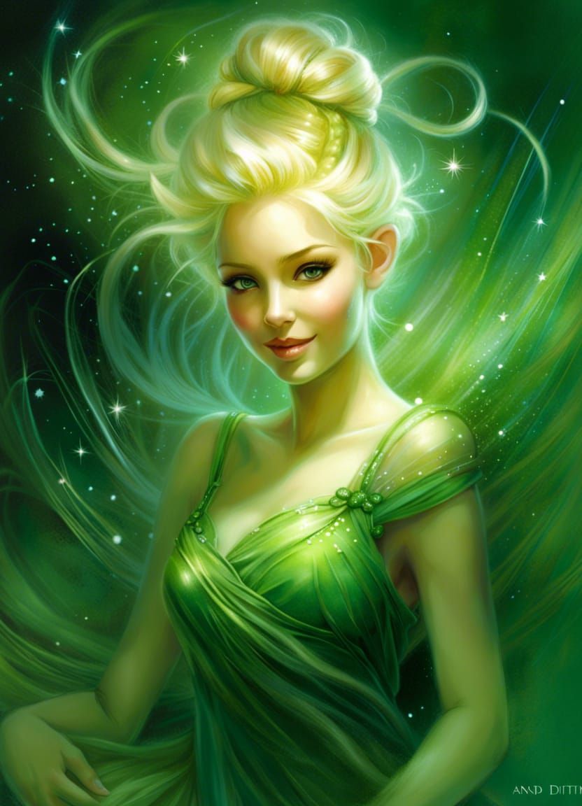 Mischievous Tinkerbell Fairy in Splash Art Style
