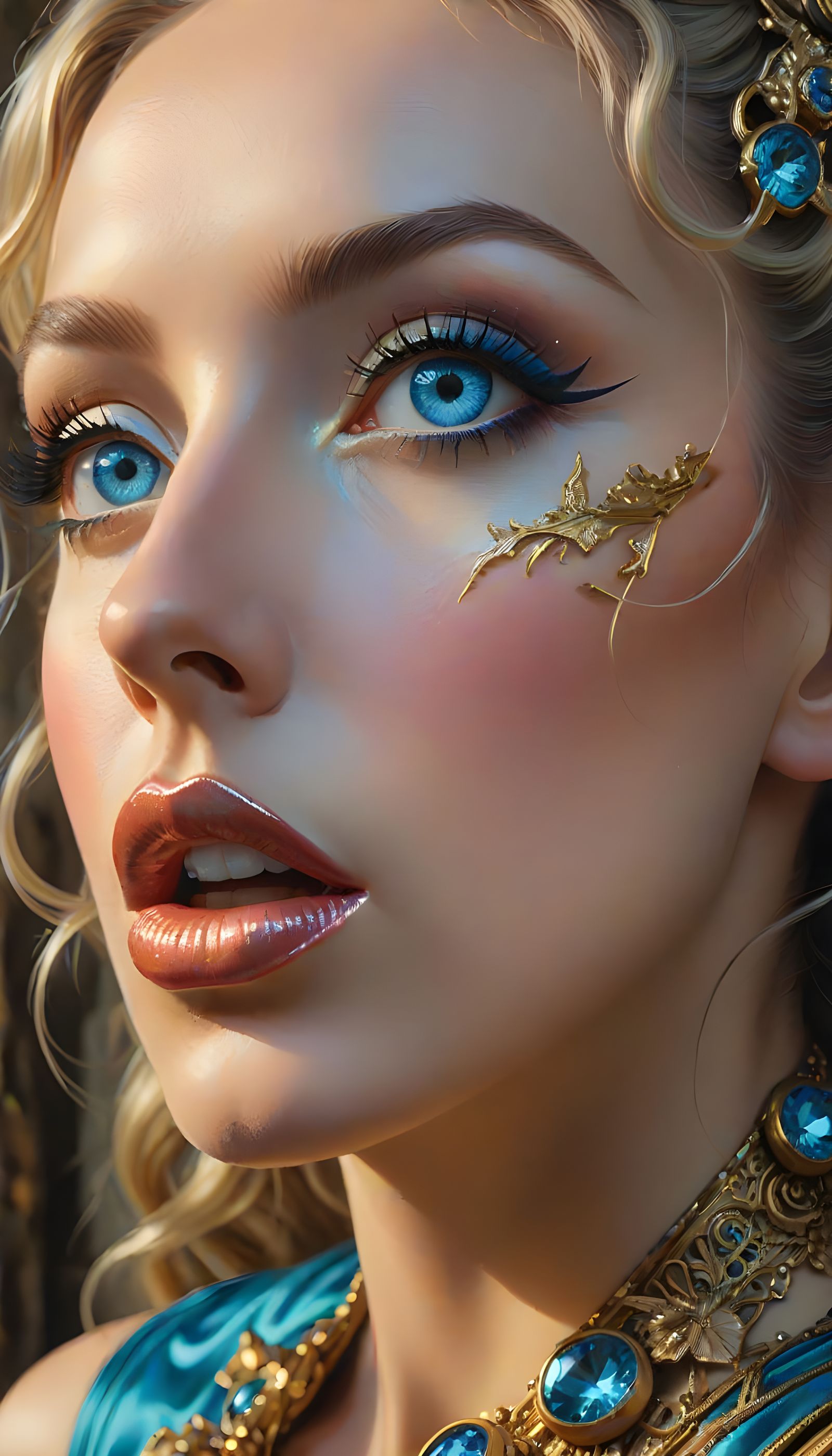 Surreal Nymph Portrait in Antique Ruins, Salvador Dali Style