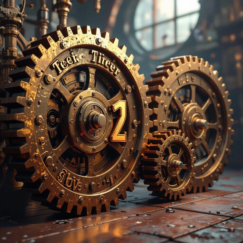 Steampunk Cogs Displaying Tier Levels