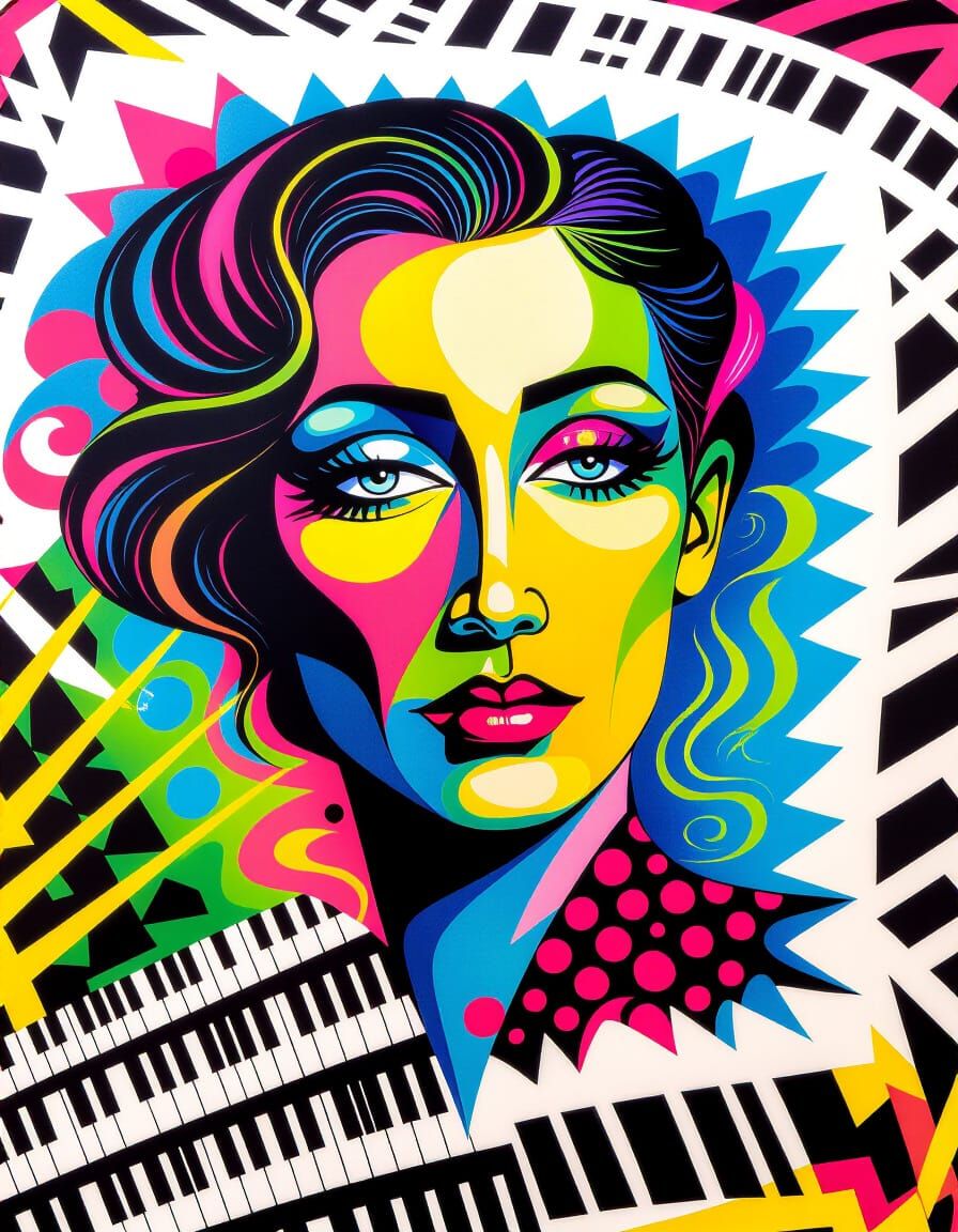 Expressionistic Abstract Musical in Neon Airbrush Style
