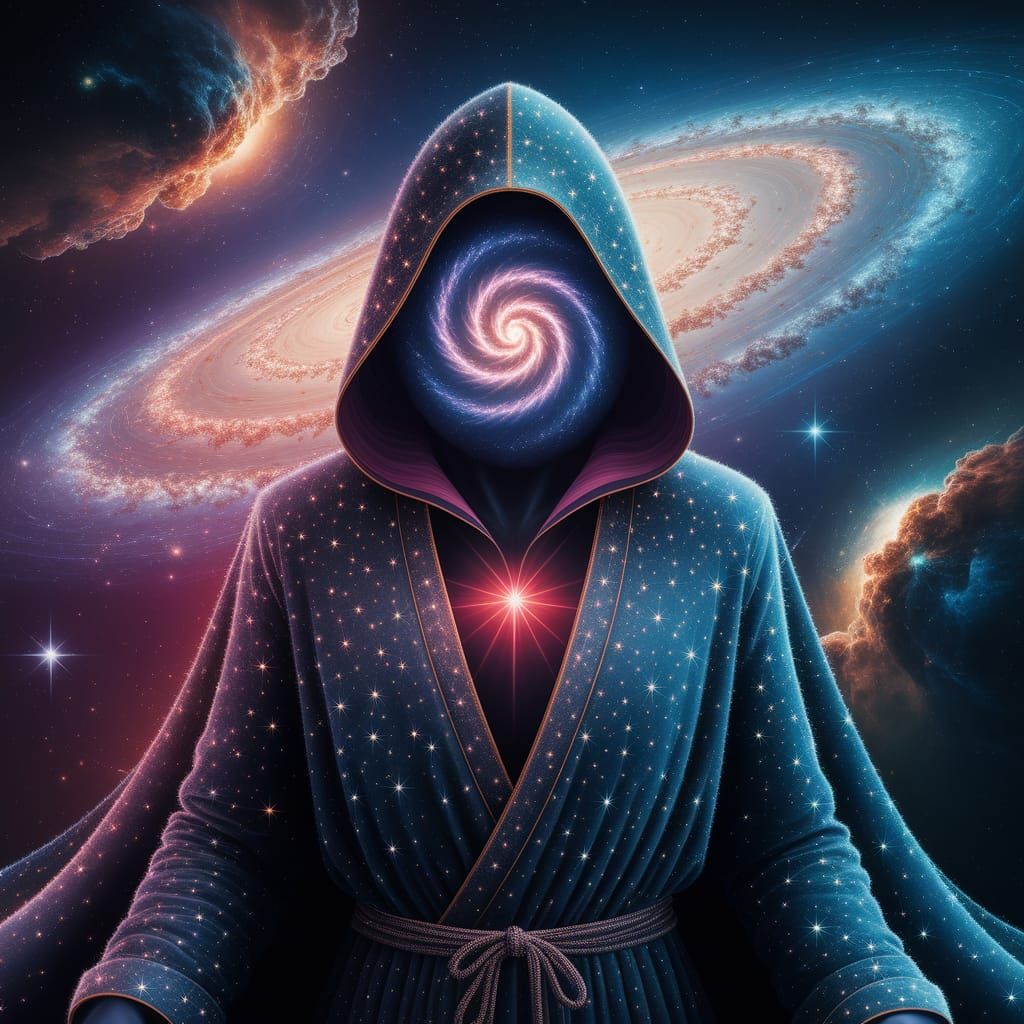 Cosmic Figure in Astral Holographic Illustration