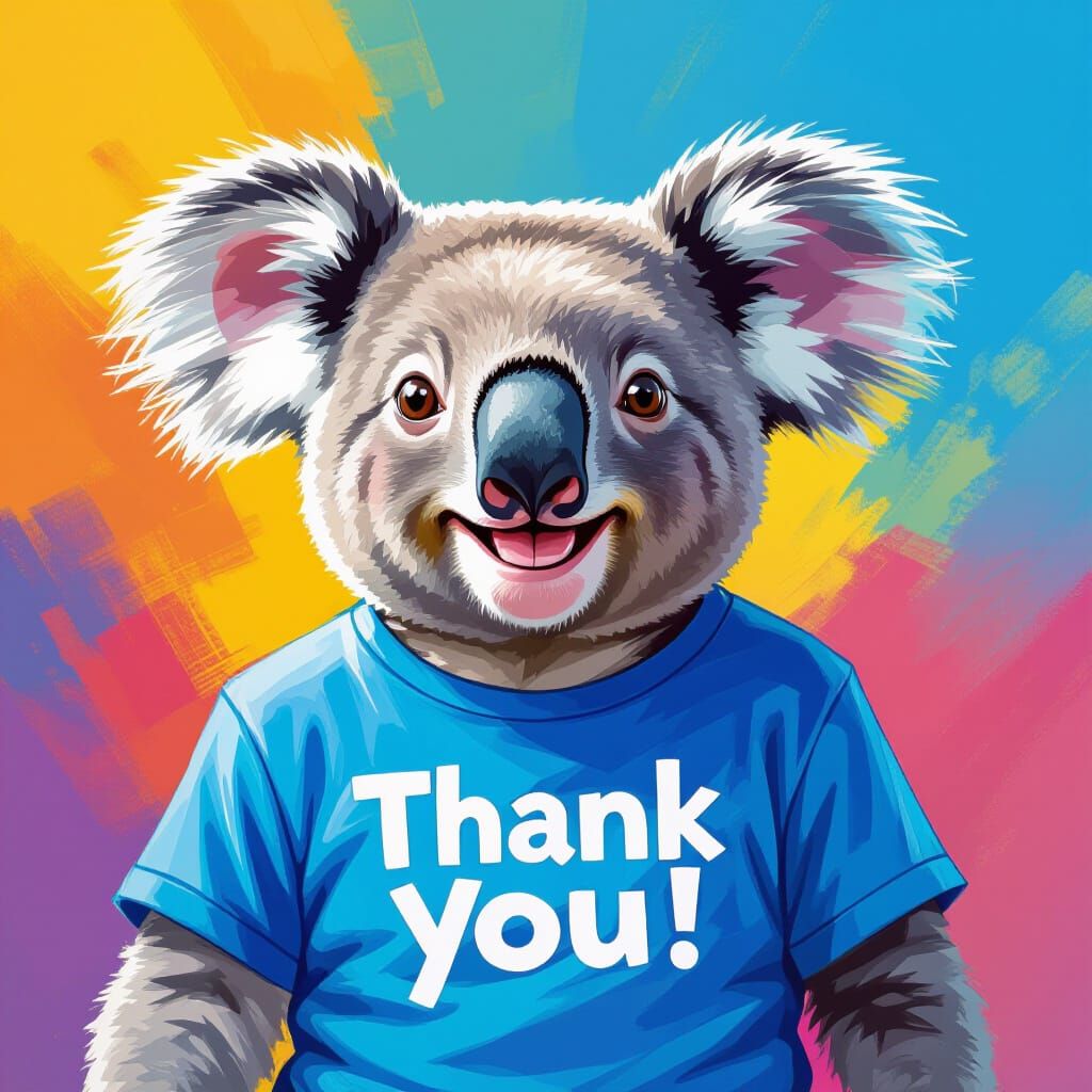 Happy Koala in Airbrushed Pop Art Style