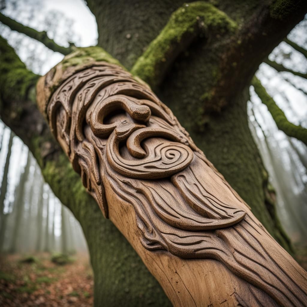 Carved Wooden Hand Holding Druid Staff