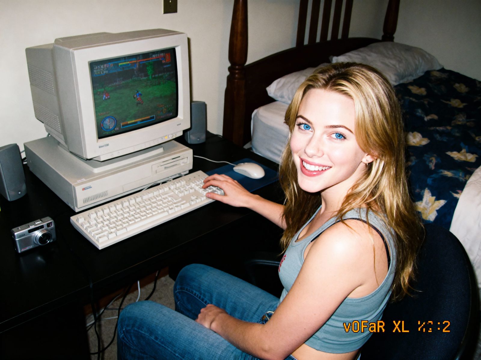 Scarlett Johansson Playing Video Games in 2002