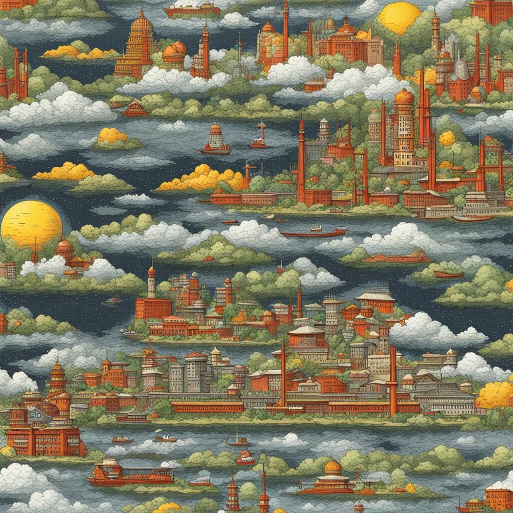 Map of ancient city in the clouds