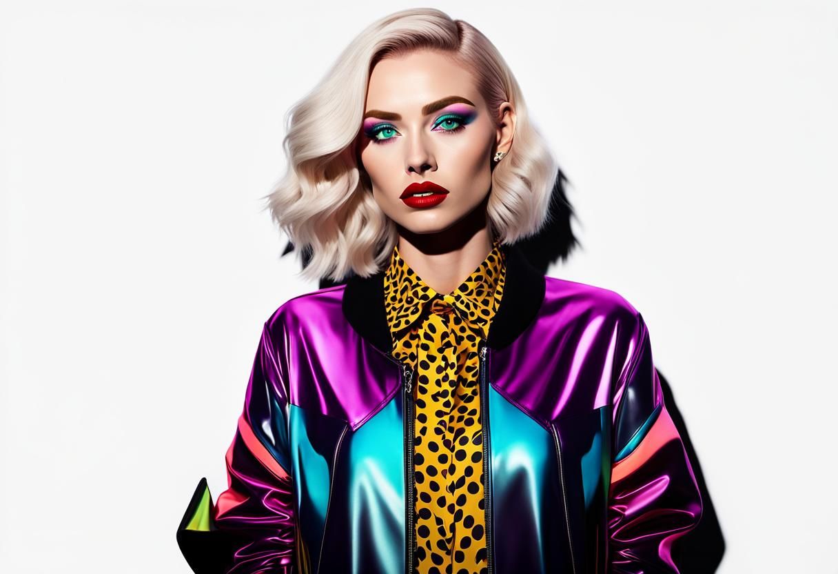 Vibrant Los Angeles Hipster Girl in Neon Light