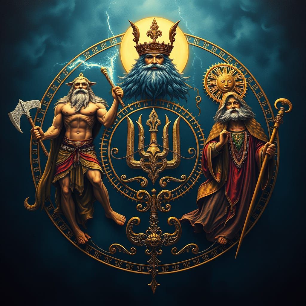 Ancient Ukrainian Gods in Cinematic Stylized Illustration