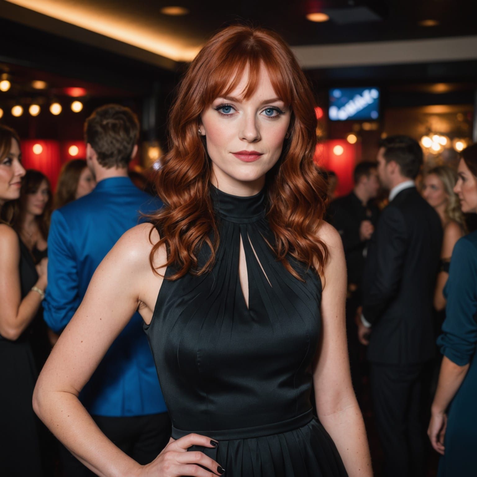 Glamorous Young Woman Dancing on a Nightclub Dancefloor