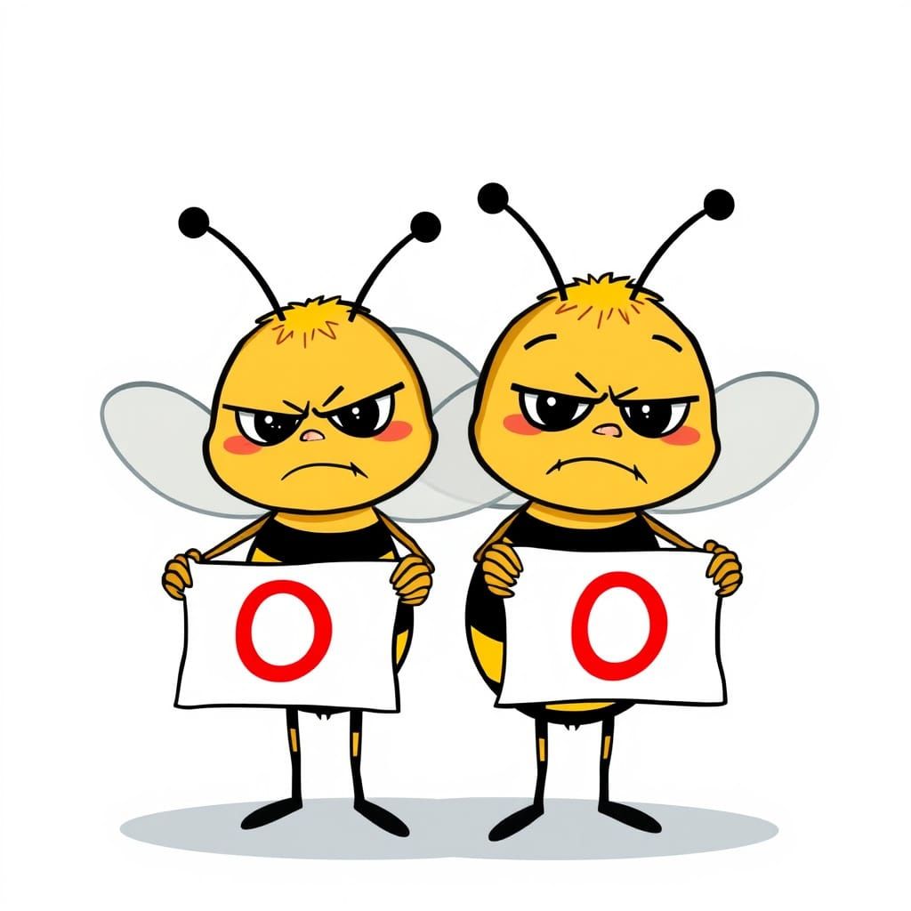 Two Frowning Bees Hold Up Disappointing Grades