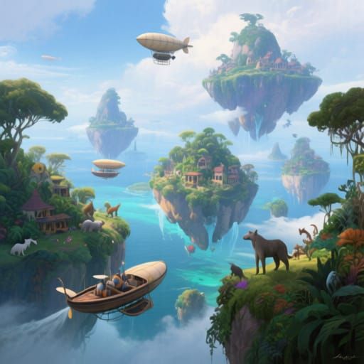 Fantastical Floating Islands Airship Travel