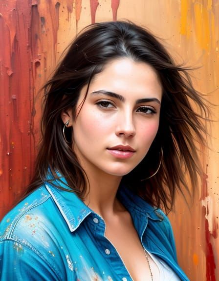 American Woman in California as Oil Painting