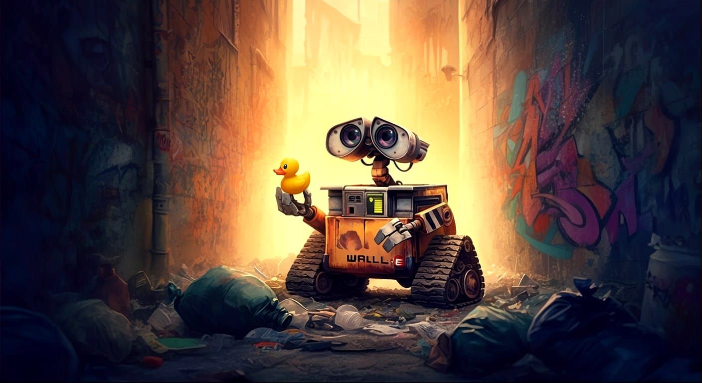 Wall-E's Discovery: Graffiti Art Rubber Duck Find