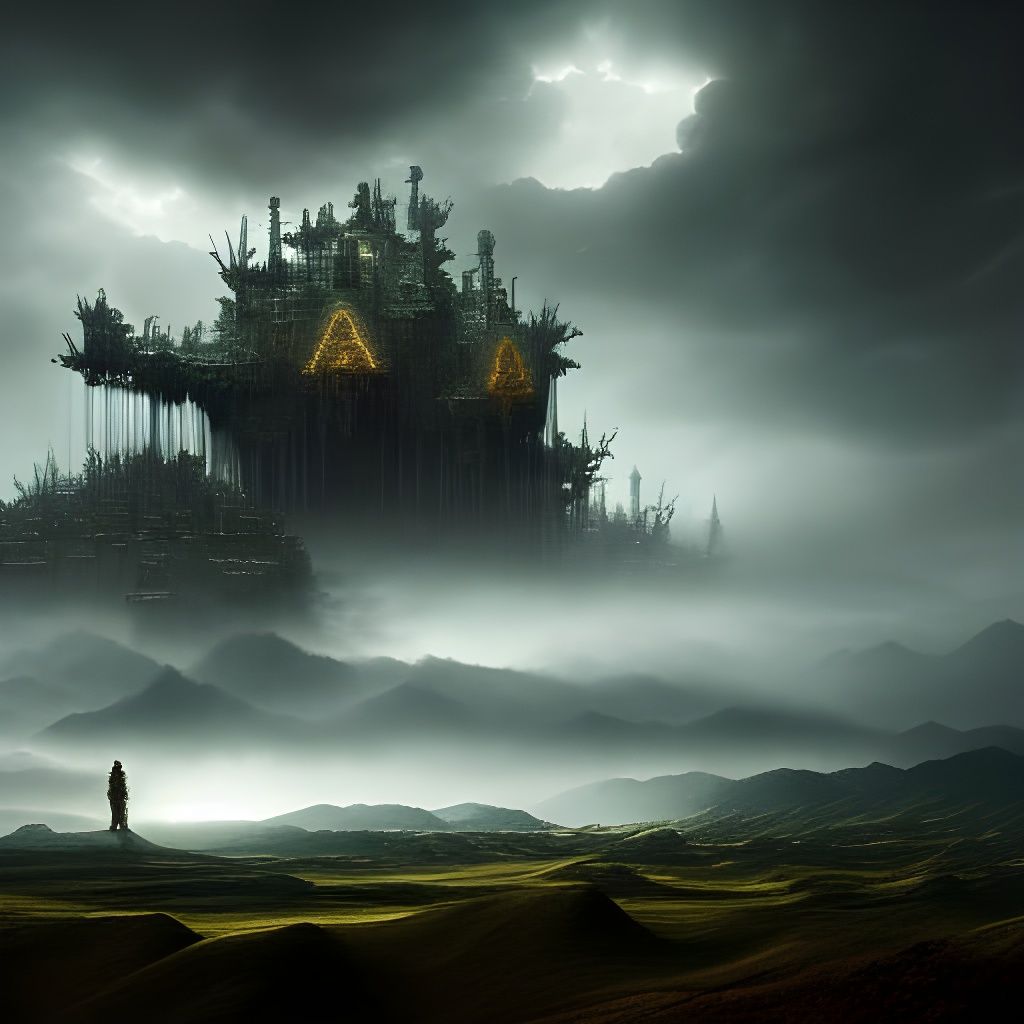 Fractal Diffusion of a Lonely Soul in OP Art Style