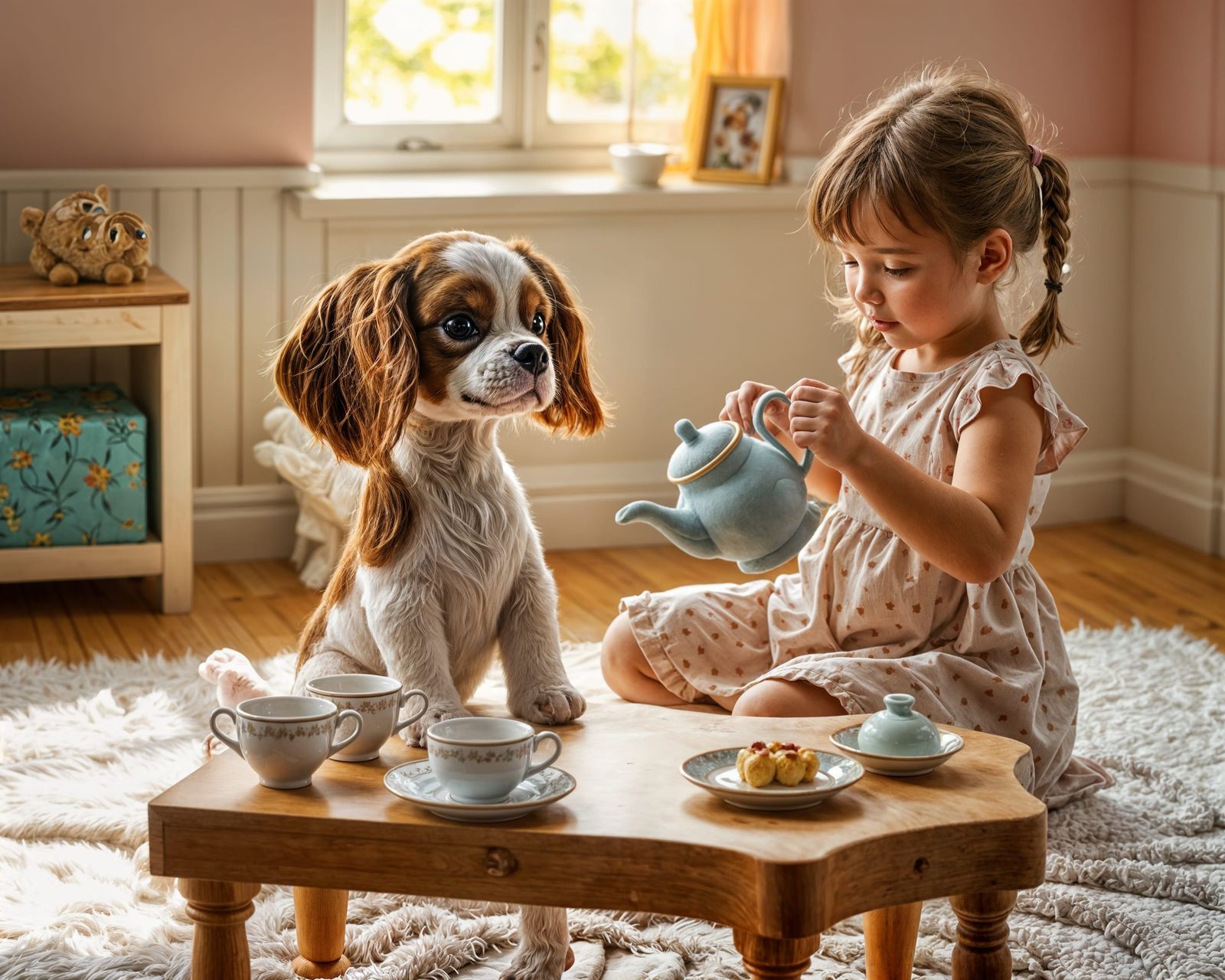 Heartwarming Tea Party with Felt Toy Dog