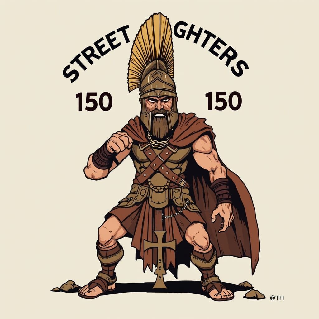 Gritty Spartan Warrior in Old School Comic Style