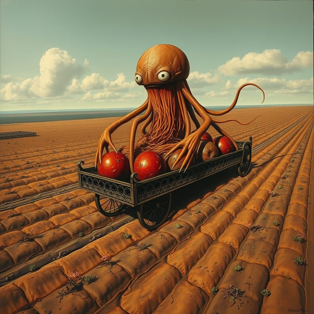 The FSM Harvests Meatballs in a Surreal Landscape