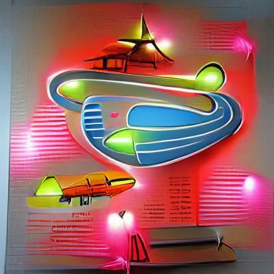 Googie Spaceport: Neon Pop Art Retro Poster