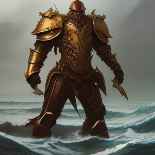 Dark Fantasy Sea King Digital Illustration