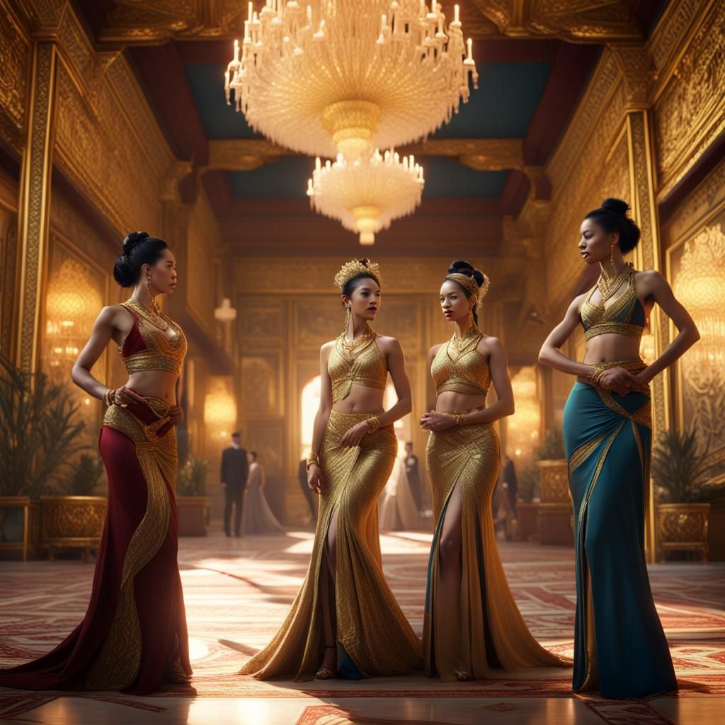Opulent Palace Reception Hall Dance in Fantasy Art