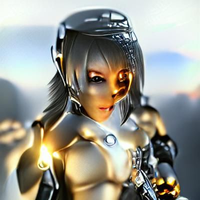 Cyborg Ninja Robot with Metallic Shine