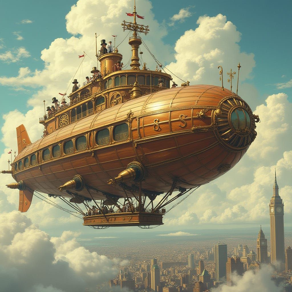 Ethereal Steampunk Airship Takes Flight in Whimsical Victori...