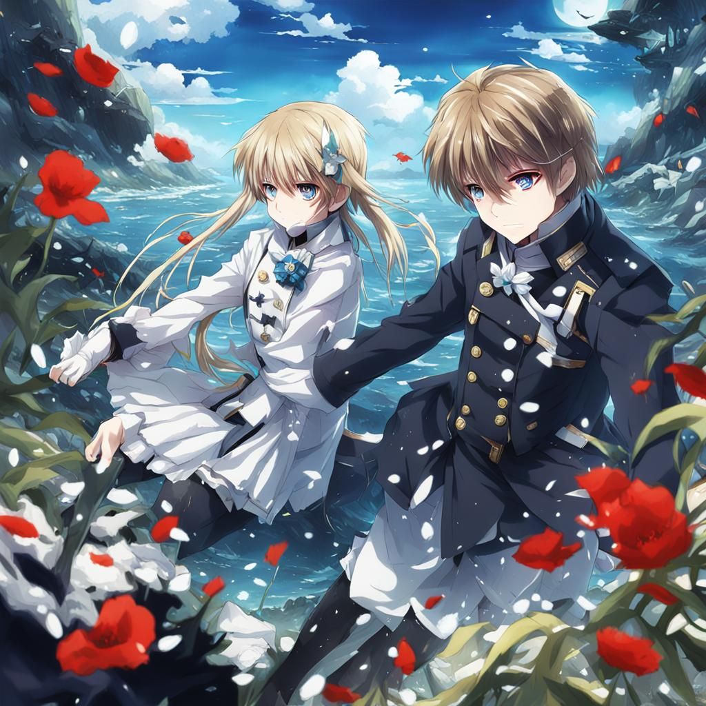 Blood Sea with White Lilies in Anime Style
