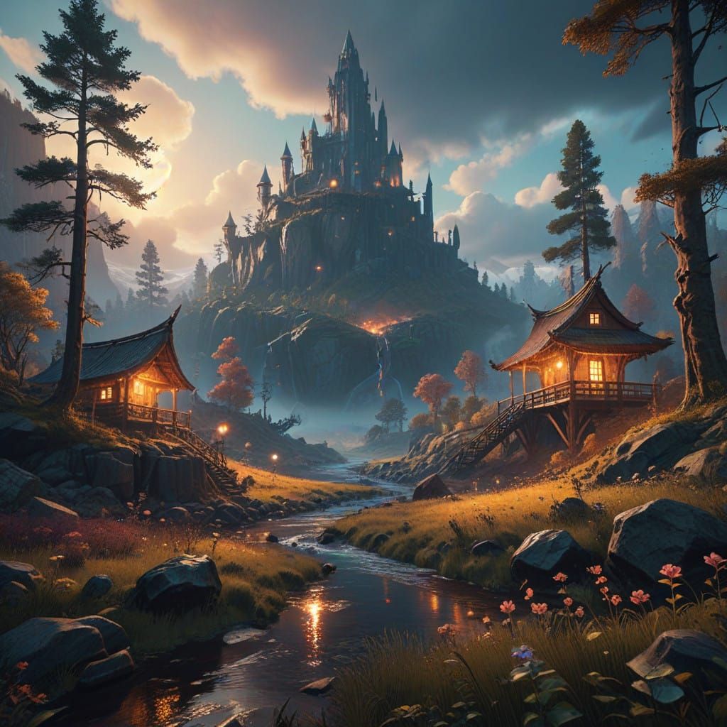 Mystical Dawn Landscape in Unreal Engine 5 Style