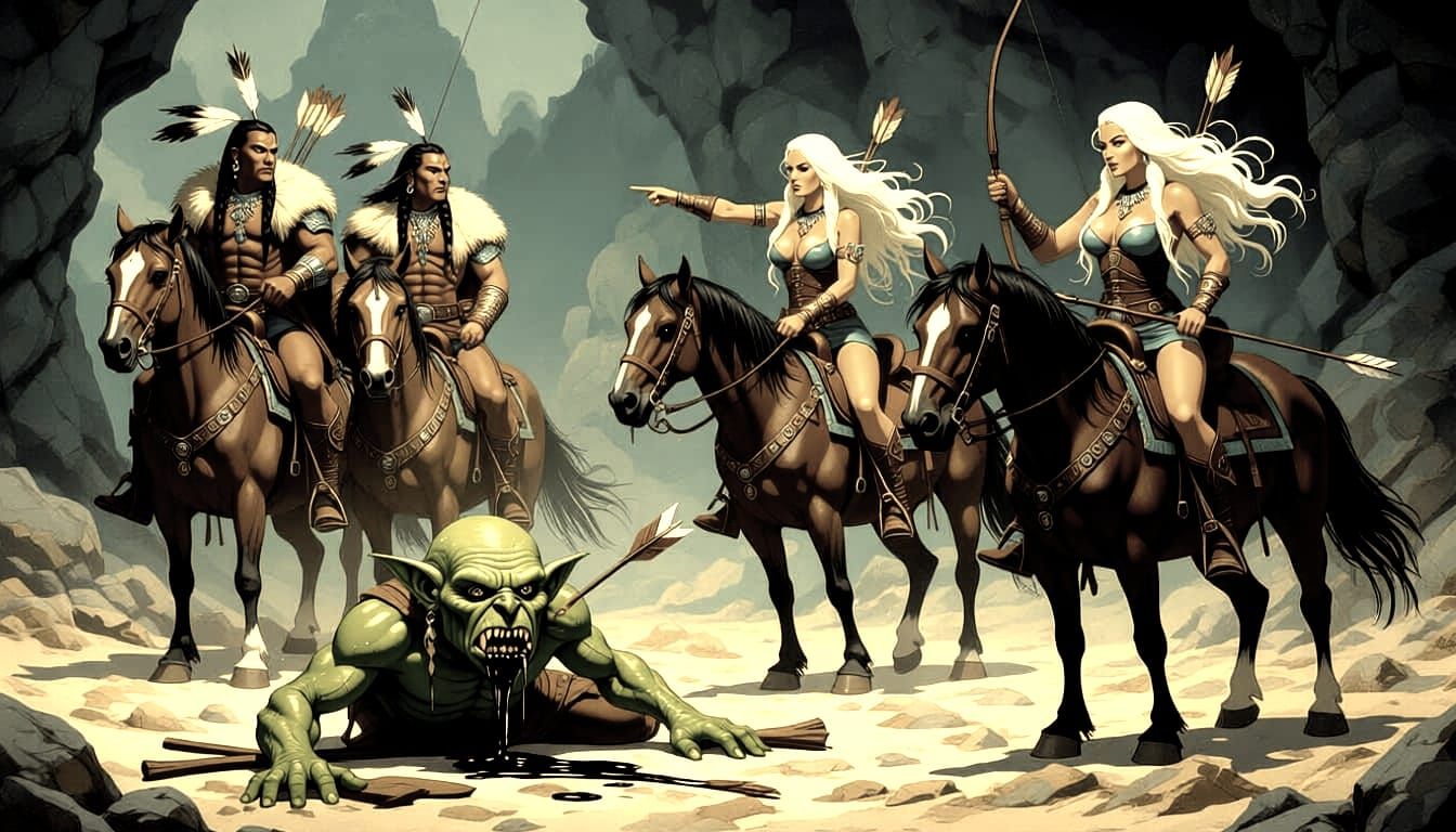 Heavy Metal Comic Style Warriors Hunt Goblin