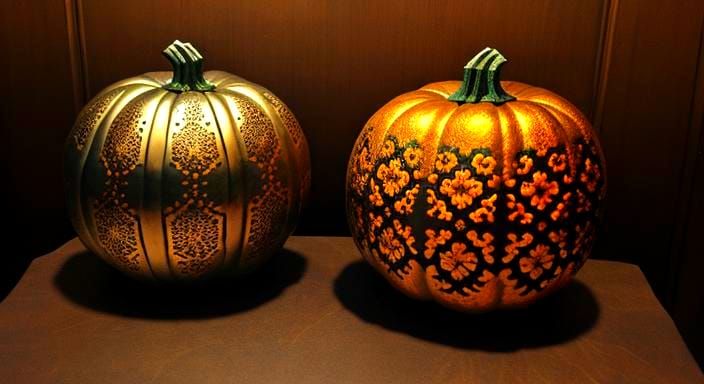 Bronze Pumpkins with Fractal Filigree Design